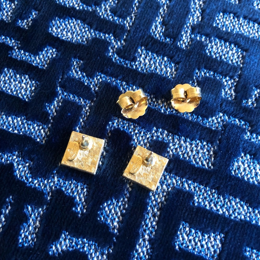 Vintage Givenchy Signed Pierced Logo Earrings - Picture 11 of 15